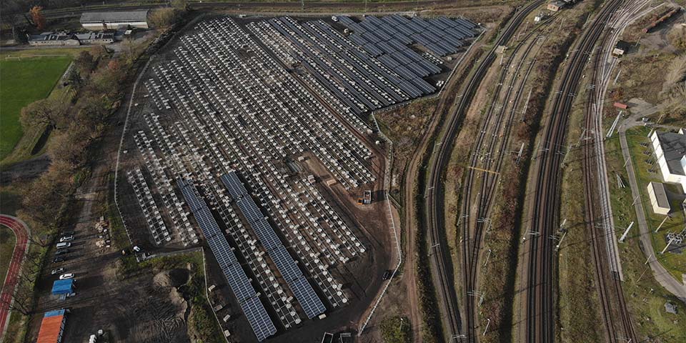 die unfertige PV-Anlage Wittenberge von oben