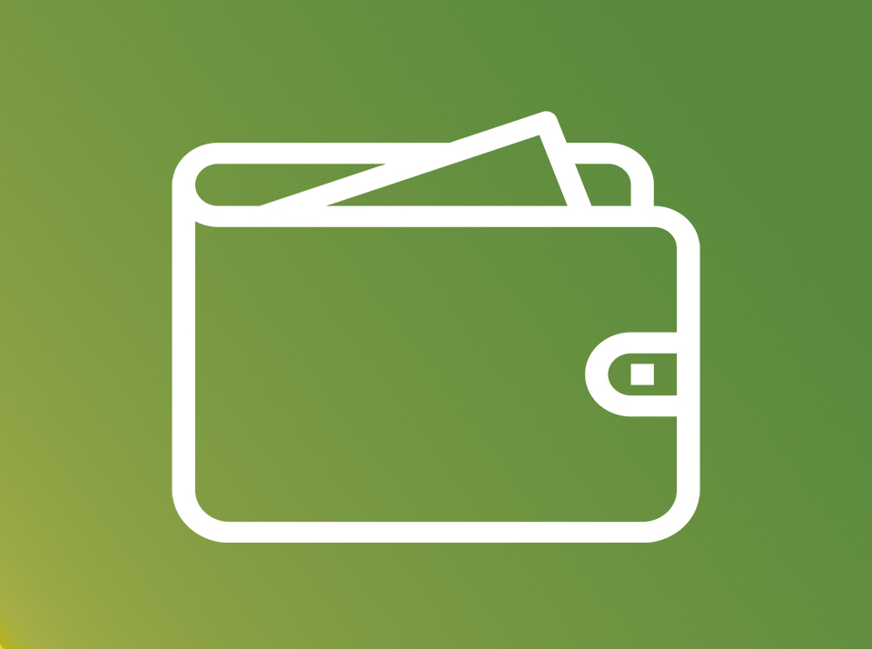 Farbverlauf in Grün und ein Portmonee Icon