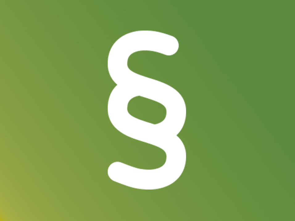 Farbverlauf in Grün und ein Paragraphen Icon