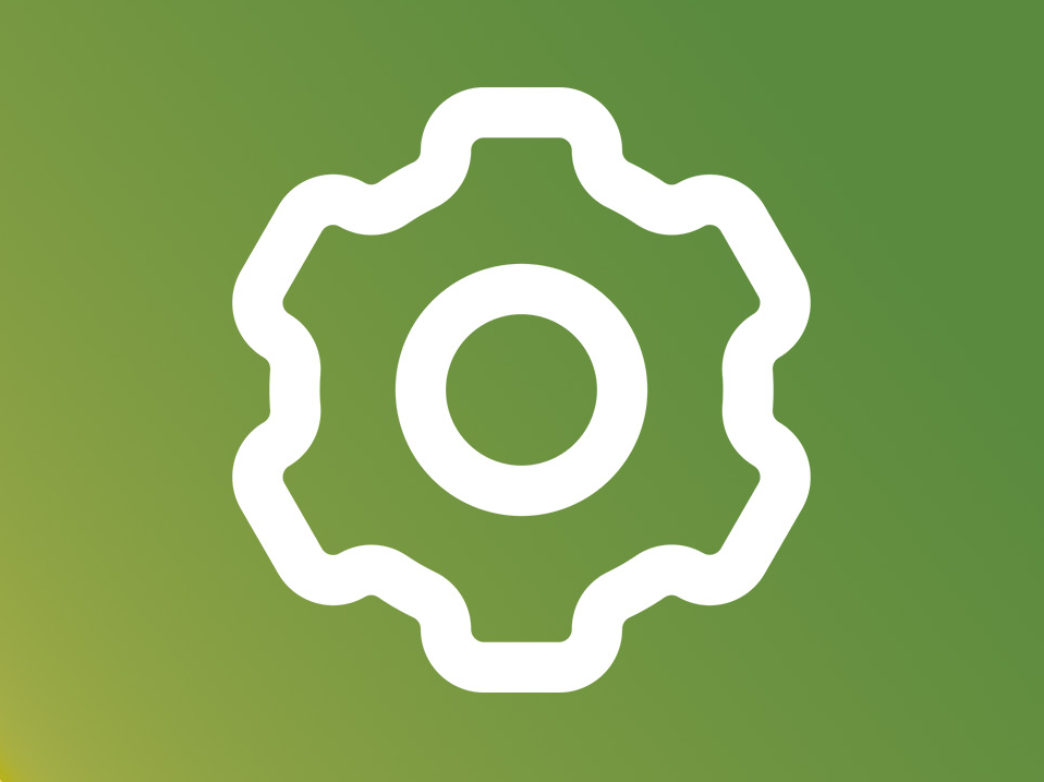 Farbverlauf in Grün und ein Zahnrad